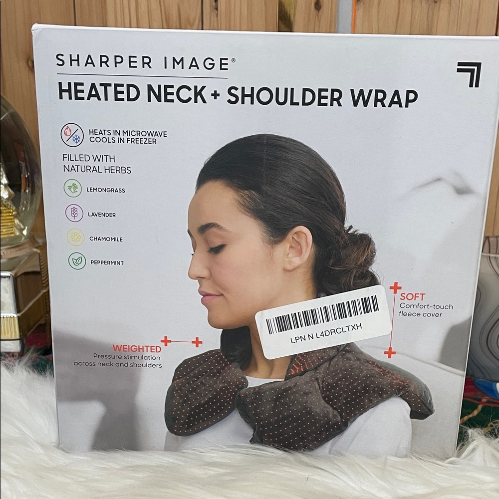 Sharper Image Brown Dotted Neck & Shoulder Wrap